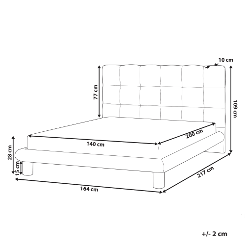 Beliani Bed Boucle CRESSAT 140 x 200 cm (EU Double) Off-White 2