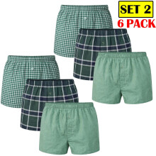 (Large, 6 Pack Assorted- Set 2) Men?s Woven Boxer Shorts 6 Pack Cotton Loose Fit