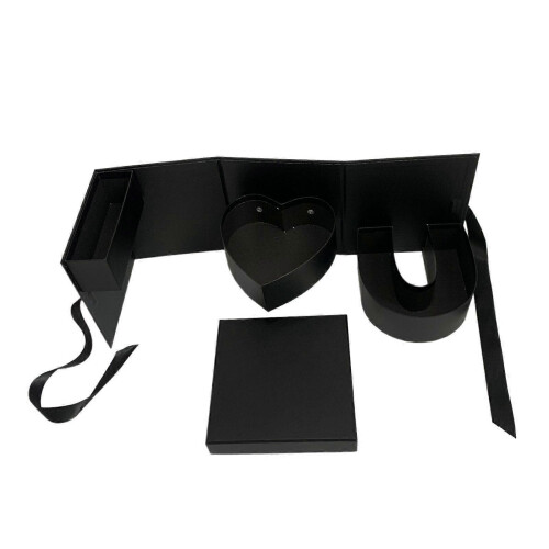 Empty Flower Gift Box Gift Packaging for Celebrations Anniversary Valentines Black 1