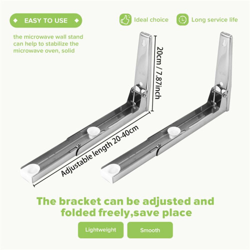 Support Frame Steel Foldable Stretch Shelf Rack Microwave Oven Wall Mount Bracket Stainless Silver 2