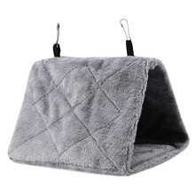 Winter Warm Plush Bird Hammock, Triangle Bird Nest House Hanging Bed for Parrots, Parakeets, Cockatiels, Budgies & Lovebirds (S-Grey)