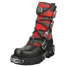 New Rock Tartan Reactor Boots Unisex Platform Boots in Tartan Black - 6 UK