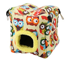 BORDSTRACT Bird Snuggle Hut Nest, Parrots Sleeping Hut Hanging Snuggle Hideaway Cave Bed Toy for Hummingbirds, Munchkins, Honey Bag Gliders, Single