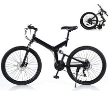 Futchoy 26 Inch Folding Mountain Bike for Adults 21 Speed Mountain Trail Bike with Dual Disc Brakes Foldable Mountain Bike High-carbon Steel Frame