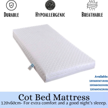 (120 x 60cm x 7.5 ) JOROBA Cot Bed Mattress Breathable Foam Mattress with Quilted Zipped Cover