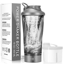 HIYAA Electric Protein Shaker Bottle, 16 oz Rechargeable Vortex Portable Electric Mixer with Powder Storage Box, BPA Free, Shaker Cups for Protein
