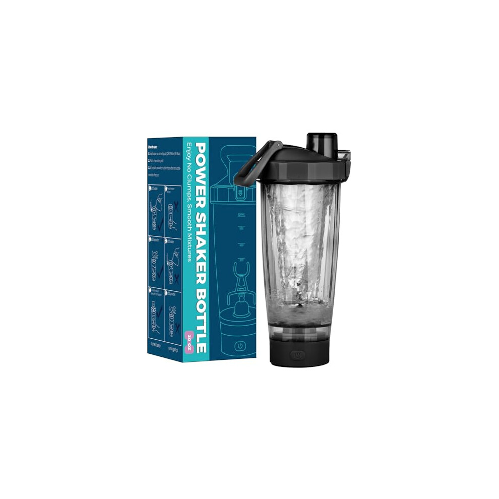 Koosreel Protein Shaker Bottle, Usb C Rechargeable Electric Protein Shake Mixer, 550Ml, Bpa Free, Black, Plastic, 550Ml Capacity, Shaker Bottle