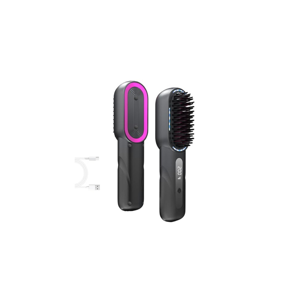 Asheyya Cordless Hair Styler Straightener Brush, Portable 4 Temperature Adjustable 2 In 1 Hot Comb Brush