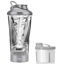 KOOSREEL Electric Protein Shaker Bottle, 16 oz Rechargeable Vortex Electric Mixer with Powder Storage Box, BPA Free, Shaker Cups for Protein Shakes &