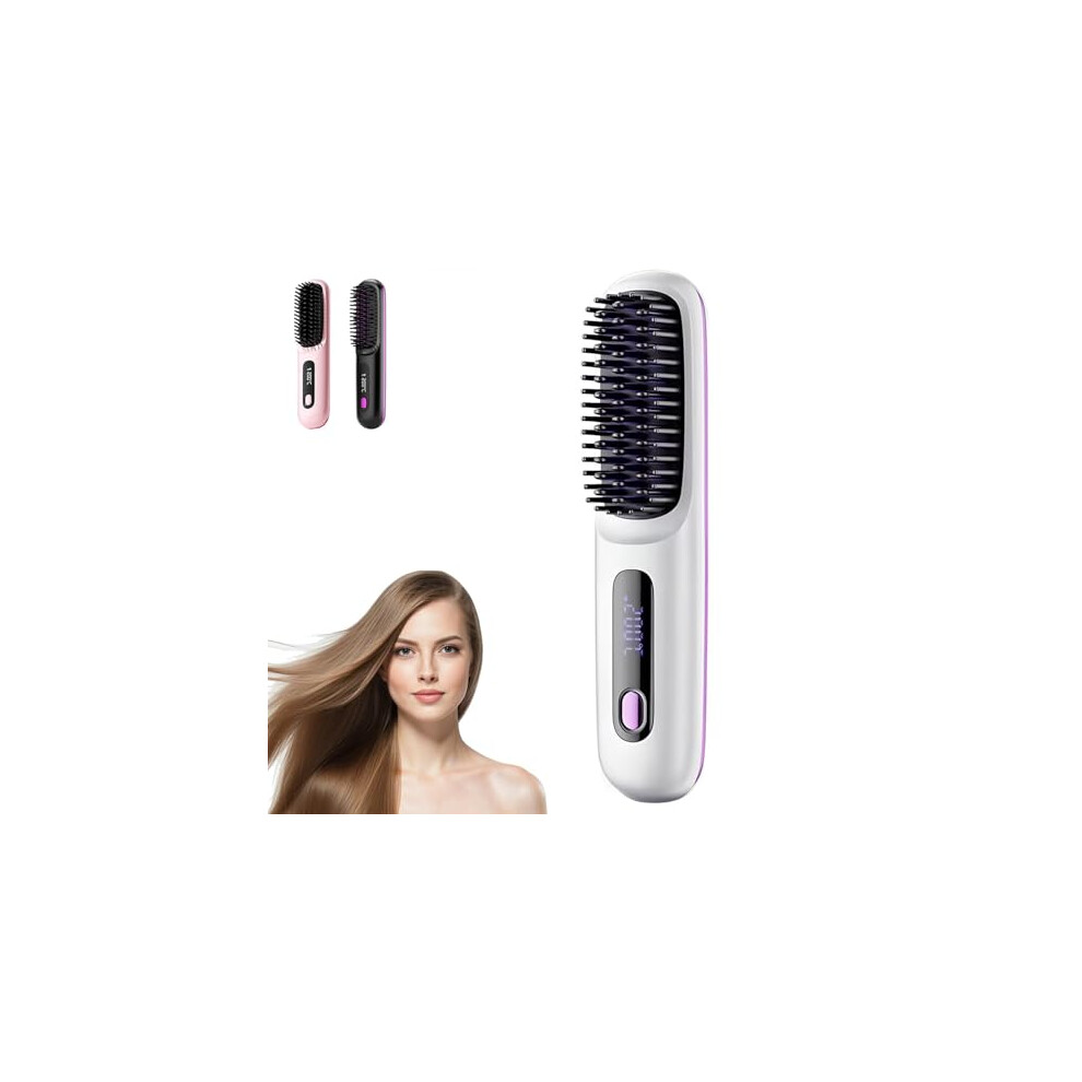 Yipuvr Go Brush Pro, Fast Heating Go Brush Pro Hair For Curly Manes, Cordless Hair Straightener Brushs With Temperature Display, 3 Temps, Portable