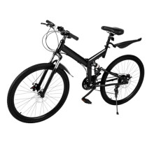 Rogowsen 26 inch Folding Bikes, Mens Mountain Bike, Adjustable Height Mountain Bikes, Full Suspension Disc Brake Bicycle, for Adult Mountain Bike with