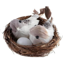 Cldaisy Artificial Bird Nest Decor Set with Birds and Eggs, DIY Craft Tree Decoration, Home Decor,for Easter and Wedding Display