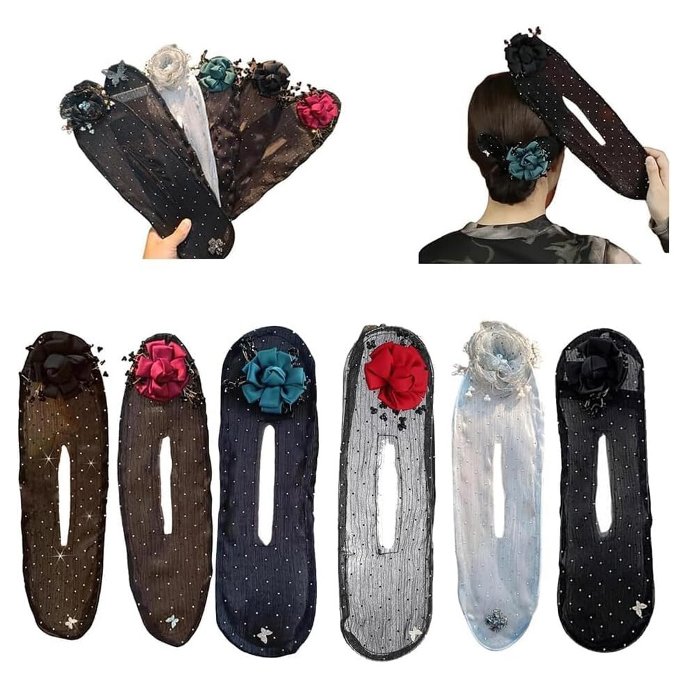 Dwang Hand Embroidered Floral Bun Maker Hair Clip And Lazy Hair Curler