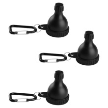 wellrun 3 Pack Protein Powder Container With Carabiner,2 in 1 Portable Formula Storage Pots,Water Bottle Funnels for Gym,Travel,Daily Use(Black)