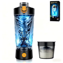 Electric Protein Shaker Bottle with Supplement Storage, USB Rechargeable Mixer Cup for Protein Shakes & Meal Replacements, BPA-Free Portable Shaker