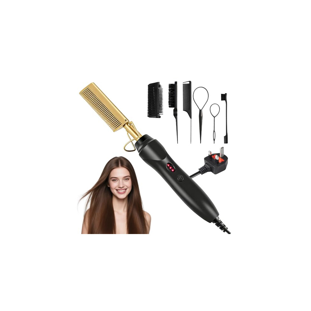 Sgzioo Hot Comb Hair Straighteners, Electric Straightening Comb, Heated Beard Brush, Fast Heating, Temperatures Adjustable For Wigs, Afro Hair &