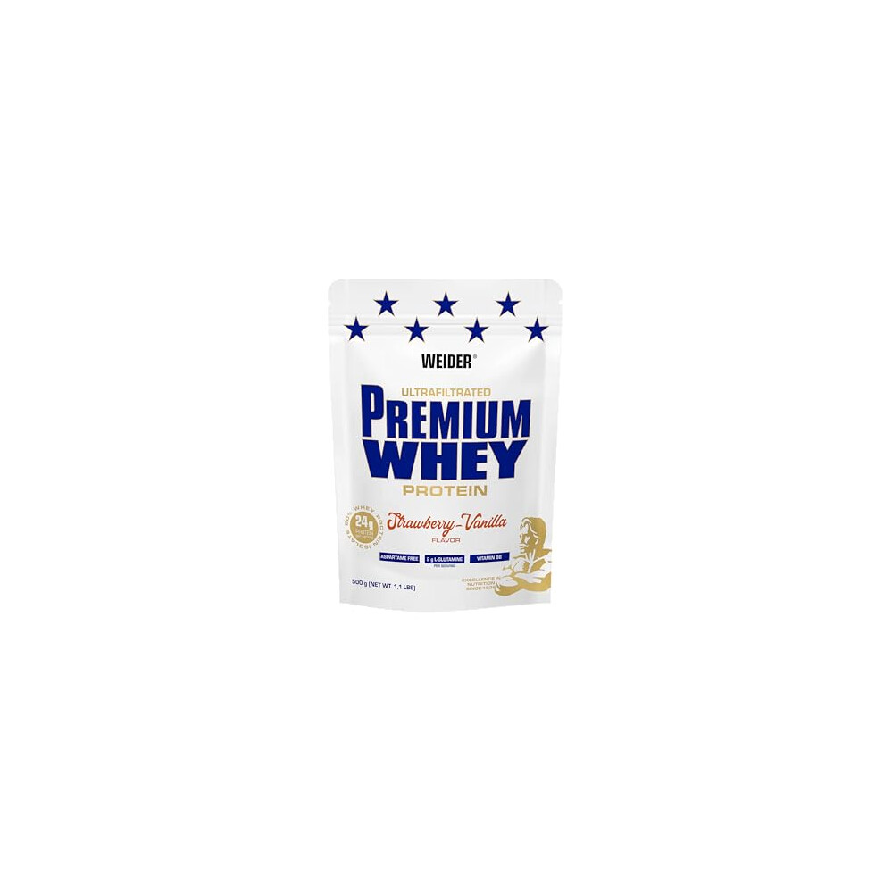 Weider Premium Whey Protein Powder, Strawberry Vanilla, 33G Of Protein Per Serving, Low Carb, Whey Protein Isolate, Rich In Bcaa's, 500G