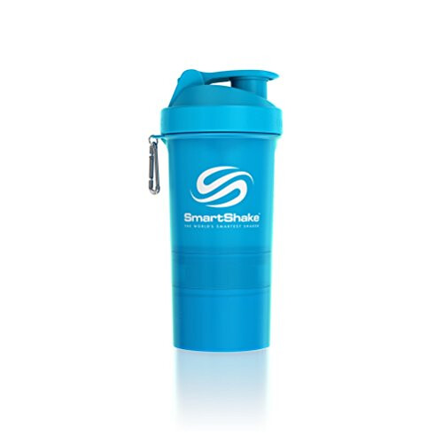 SmartShake Original Multi-Storage Shaker Bottle 600ml - Neon Blue, Plastic