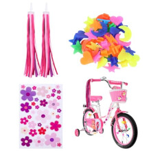 Bomiclss Kids Bike Streamers Bike Spoke Beads Bike Flowers Stickers Set, Kids Bike Accessories for Scooter's tricycle's bike's Handlebars, Colorful