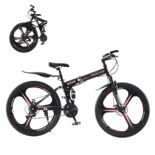 TRIOBLADE 27.5 Inch Folding Mountain Bike 21-Speed Foldable Mountain Bicycle with Dual Disc Brakes 3 Spoke Wheels Mountain Bikes,Dual Suspension