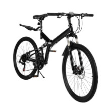 ROMYIX Mountain Bike, 26-Inch 21-Speed Folding Mountain Bicycle MTB Bicycle Full Suspension,Adjustable Seat Height,with Mudguard,Weight Capacity