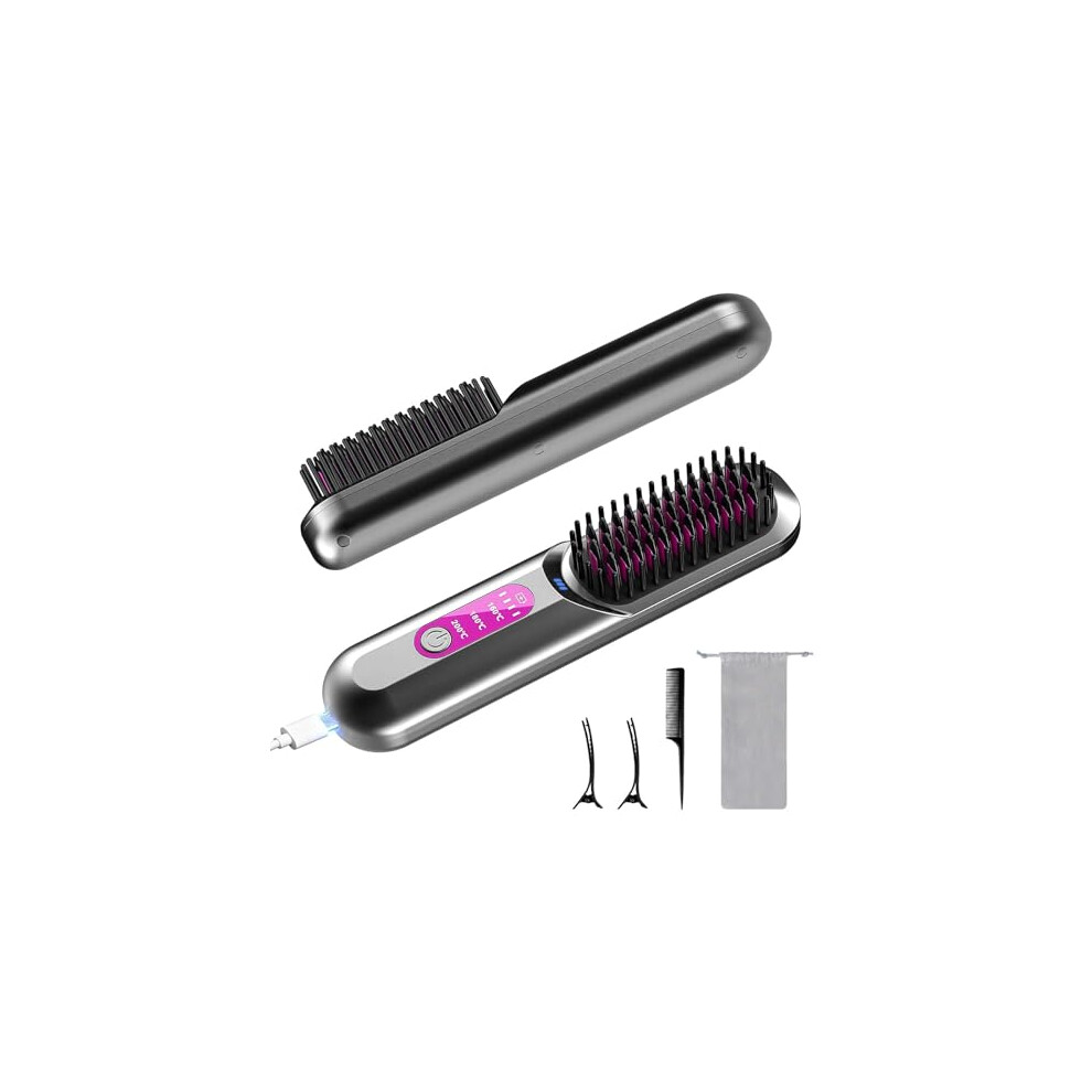 Bathgate Cordless Hair Straighteners Ionic Hair Straightener Brush,Portable Mini Hair Straightener Brush For Travel Fast Heating And Adjustable Temperature,
