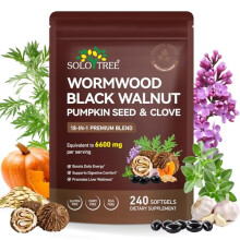 Wormwood Black Walnut Clove 240 Softgels, 18-in-1 Premium Herbal Blend Supplement Supports Rapid Gut Cleanse & Digestive Health, Daily Energy and