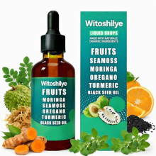 Bitters Liquid Drops, with Sea Moss, Moringa, Turmeric, Black Seed Oil, Oregano, Ashwagandha, Herbal Extracts for Overall Health-Enhancing, 60ml