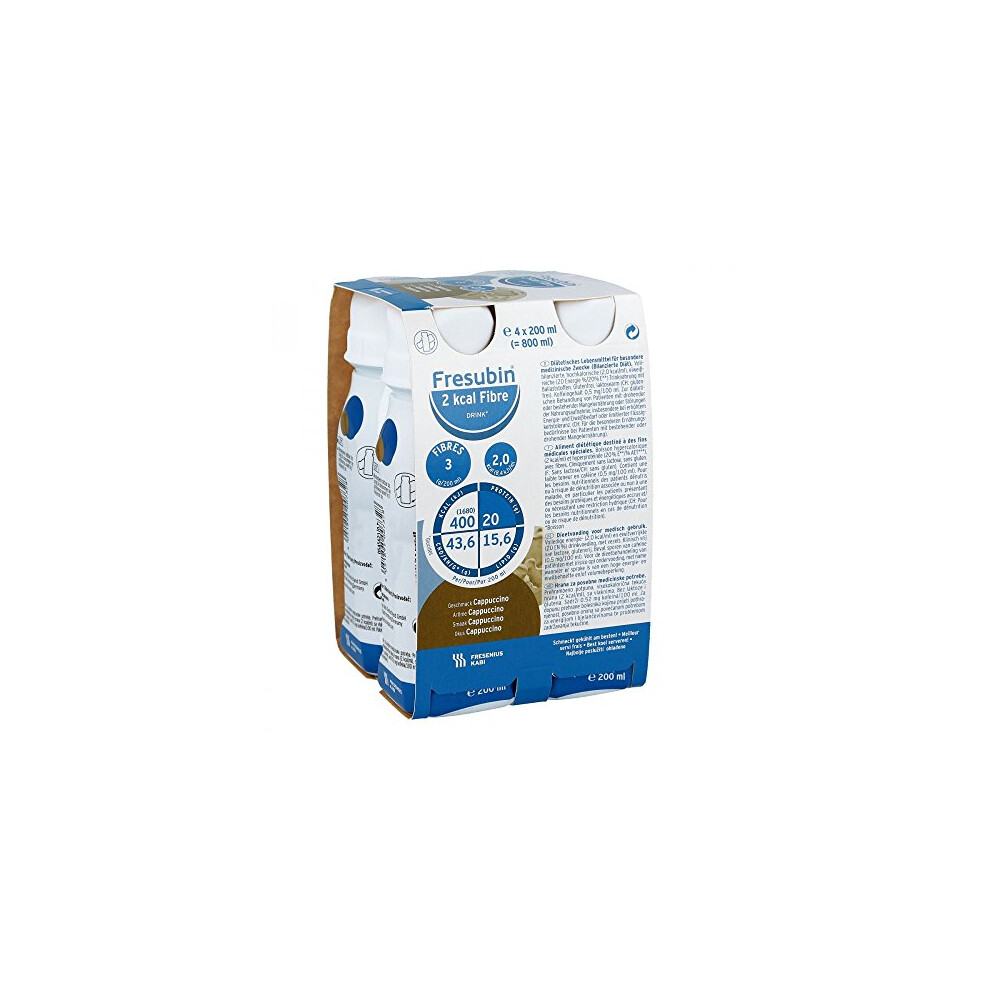Fresenius Kabi Fresubin 2 Kcal Fibre Drink Cappuccino Water Bottle, 200 Ml, 1Er Pack (1 X 2.75 Kg X 4)