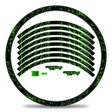 Finest Folia Fox Neon Green Matte Racing Design Bicycle Rim Stickers Set of 16 for 27 & 29 Inch Rims, Vinyl, Waterproof, UV Resistant, Outdoor Use