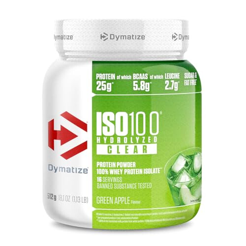 Dymatize ISO 100 Hydrolized Clear Green Apple 512g Whey Protein Powder