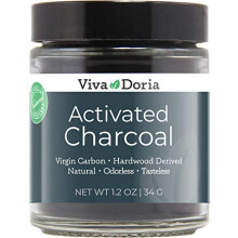 Viva Doria Virgin Activated Charcoal Powder, Hardwood Derived, Food Grade, 34 g Glass Jar