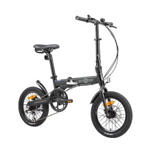 ECOSMO 16" Lightweight Alloy Folding City Bike Bicycle,6 Speeds, Dual Disc brakes, Folding Pedals - 16AF02 (Black)
