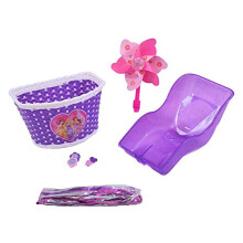 Ammaco Xmas Girlie Girls Purple Bike Accessories Pack, Glitter Dolly Seat, Woven Basket, Windmill, Tassels, Spokeys & Free Handlebar Grips
