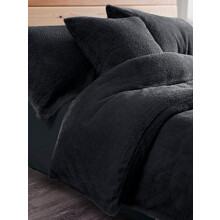 Artistic Fashionista Luxurious Quality & Extremely Soft and Fluffy TEDDY FLEECE Duvet/Quilt Cover With Matching Pillowcases Bedding Set (Black,