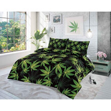Artistic Fashionista* Cannabis Weed Leaves Duvet Cover & Pillowcases Set Single Double King Super King (Black/Green, King)