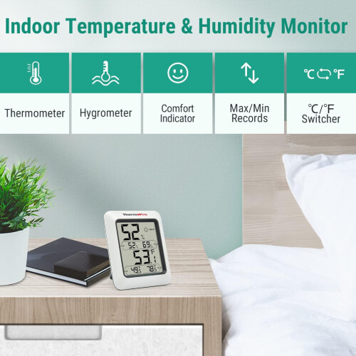 Ψηφιακό υγρόμετρο ThermoPro TP50, θερμόμετρο εσωτερικού χώρου, θερμόμετρο περ 1
