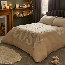 Silentnight Let's Get Cosy Double Duvet Set - Winter Christmas Teddy Bear Fleece Extra Soft Warm Cosy Duvet Cover Set with Quilt Cover and Matching
