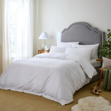 DIP & DOZE Luxury 100% Organic Cotton Original Duvet Bedding Set | Duvet Cover with Pillowcases | Cool And Crisp Finish Percale - White Double