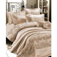 Luxurious Embroidered Gigi Duvet Quilt Cover Bedding Set with Matching Pillowcases, Bedspread Throw with Pillow shams & Filled Cushion Bedroom Linen