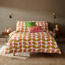 Orla Kiely Bedding - Stem Bloom Saffron 100% Cotton Duvet Cover Set (Super King Size Duvet Cover Set: 260cm x 220cm)