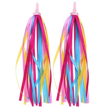 Ainkou 1 Pair Rainbow Bike Streamers for Girls Boys, 2pcs 10" Colorful Bicycle Handlebar Grips Tassel Ribbons (Yellow Pink)