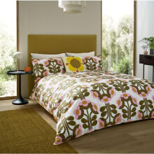 Orla Kiely Bedding - Buttercup Blossom 100% Cotton Duvet Cover Set (Double Duvet Cover Set: 200cm x 200cm)
