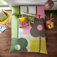 Orla Kiely Bedding - Abacus Block Multi 100% Cotton Duvet Cover Set 200 Thread Count (Super King Size Duvet Cover Set: 260cm x 220cm)