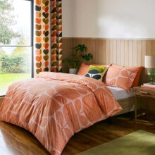Orla Kiely Bedding - Block Garden Orange Sorbet 100% Cotton Duvet Cover Set 200 Thread Count (King Size Duvet Cover Set: 230cm x 220cm)