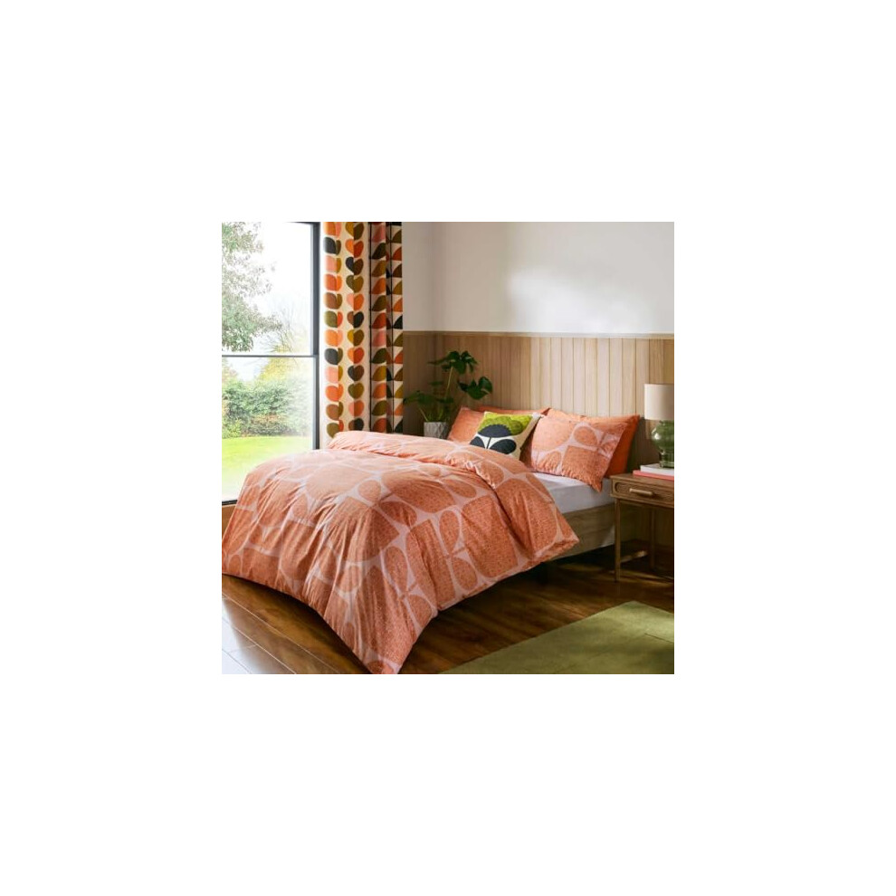 Orla Kiely Bedding - Block Garden Orange Sorbet 100% Cotton Duvet Cover Set 200 Thread Count (King Size Duvet Cover Set: 230Cm X 220Cm)