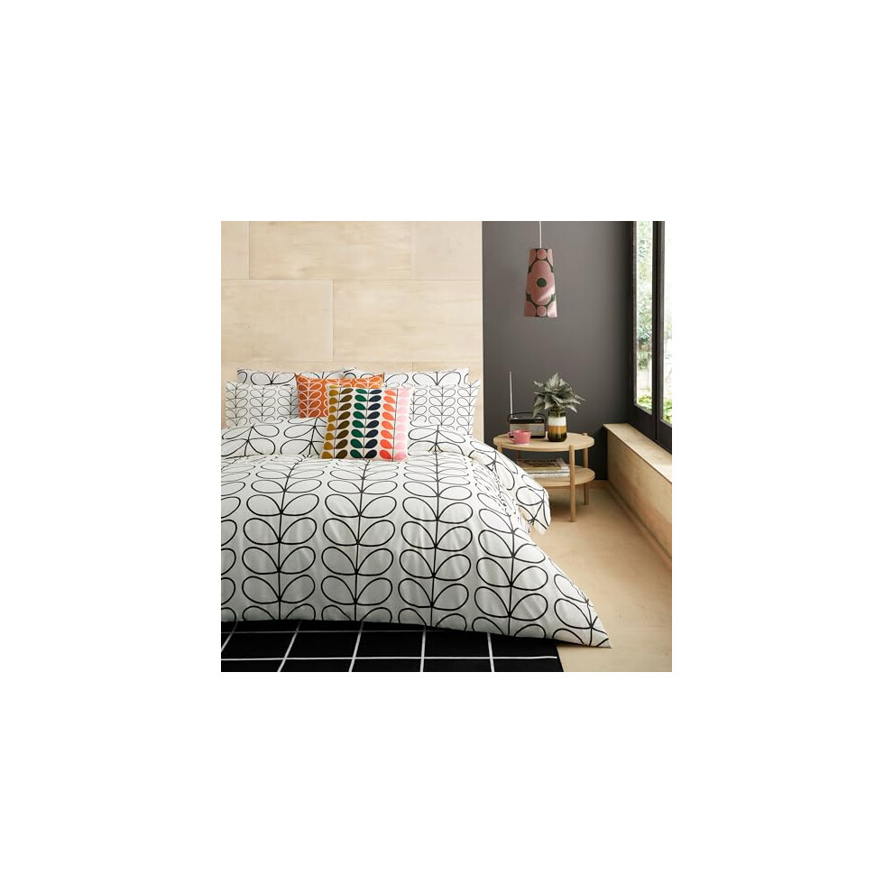 Orla Kiely Bedding - Linear Stem Charcoal 100% Cotton Duvet Cover Set 200 Thread Count (King Size Duvet Cover Set: 230Cm X 220Cm)