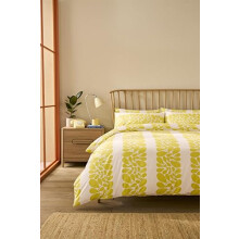 Orla Kiely Bedding - Sycamore Stripe Yellow 100% Cotton Duvet Cover Set 200 Thread Count (Single Duvet Cover Set: 137cm x 200cm)