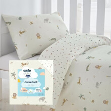 Silentnight Safe Nights Cot Bed Duvet Set - Breathable 100% Cotton Jersey - Super Soft Kind to Skin - Duvet Cover & Pillowcase for Toodler Child