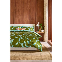 Orla Kiely Bedding - Bubble Flower Aqua Seagrass 100% Cotton Duvet Cover Set 200 Thread Count (Double Duvet Cover Set: 200cm x 200cm)